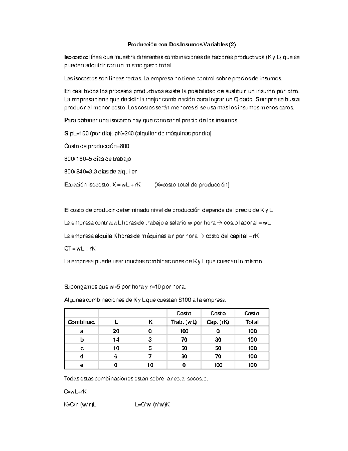 Producción Con Dos Insumos Variables 2 - Producción Con Dos Insumos ...