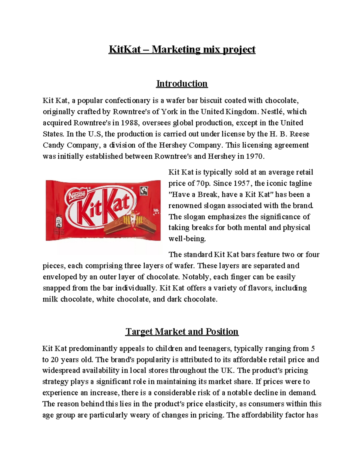 Kit Kat – Marketing Mix Project -fazmina 7 - Copi - KitKat – Marketing ...