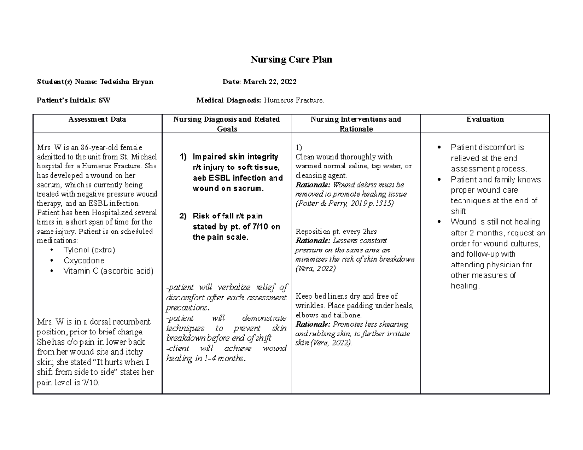 Nursing Care Plan (2) for Semester 2 Clinical - Nursing Care Plan ...