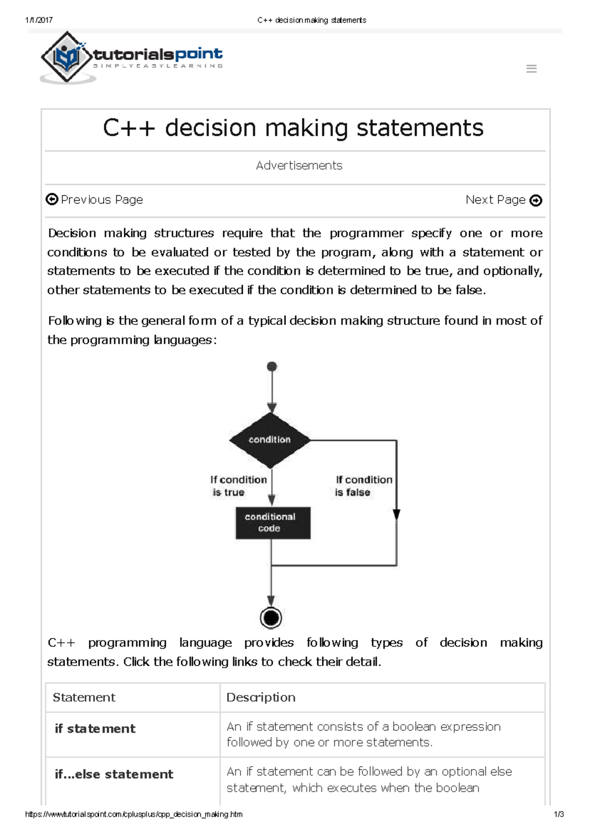 C++ decision making statements - 1/1/2017 C++ decision making ...
