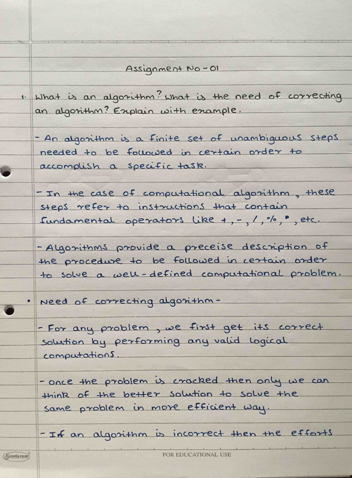 Daa class assign 1 Daa notes Computer Engineering Studocu