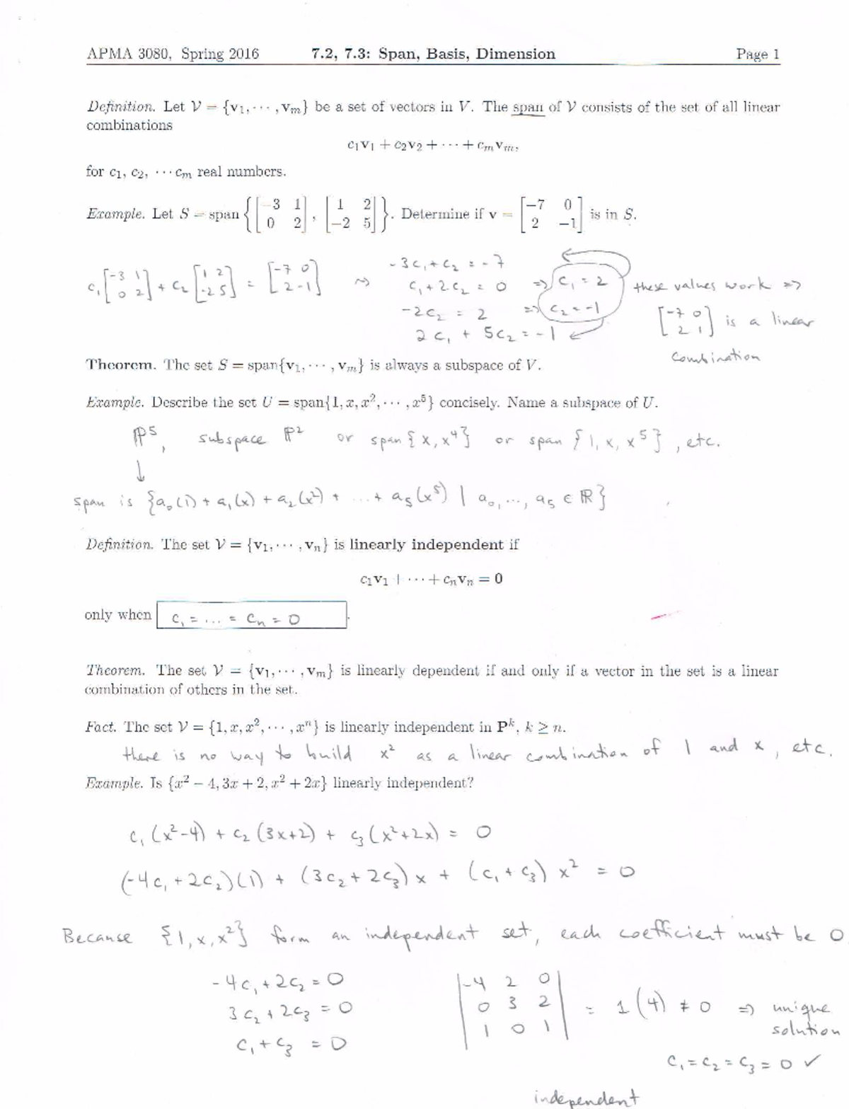 7.2-3 complete - Diana Morris Linear Algebra Span, Basis, Dimension ...