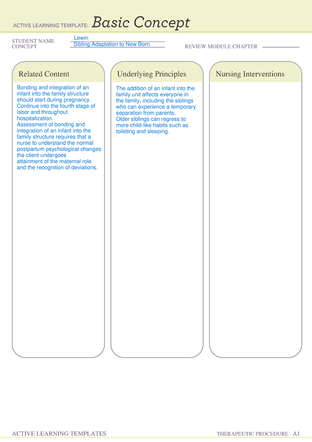 Sibling adaptation - ALT for ATI - MEPN531 - STUDENT NAME CONCEPT ...