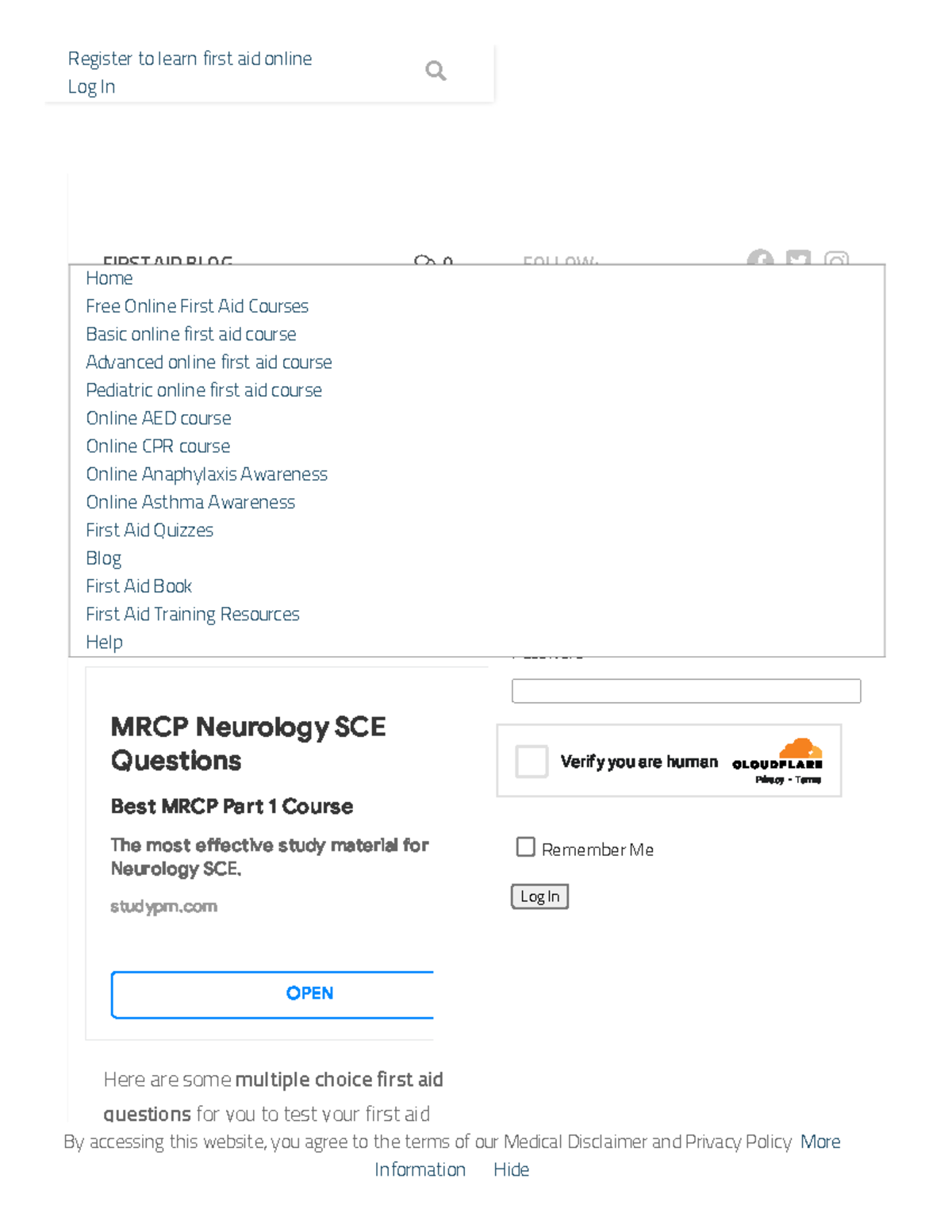 Multiple choice first aid questions First Aid for Free Free Online