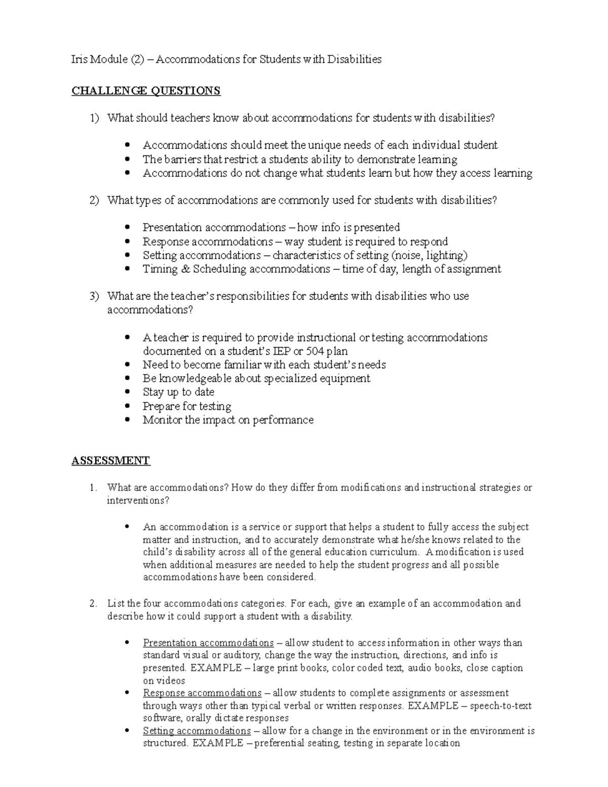 case study 8.2 insufficient accommodations answers