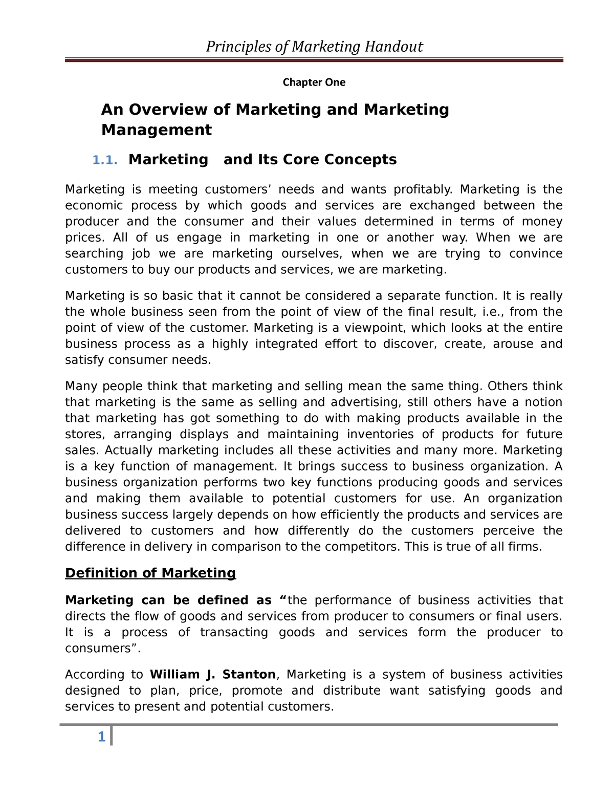 principle of marketing assignment 1