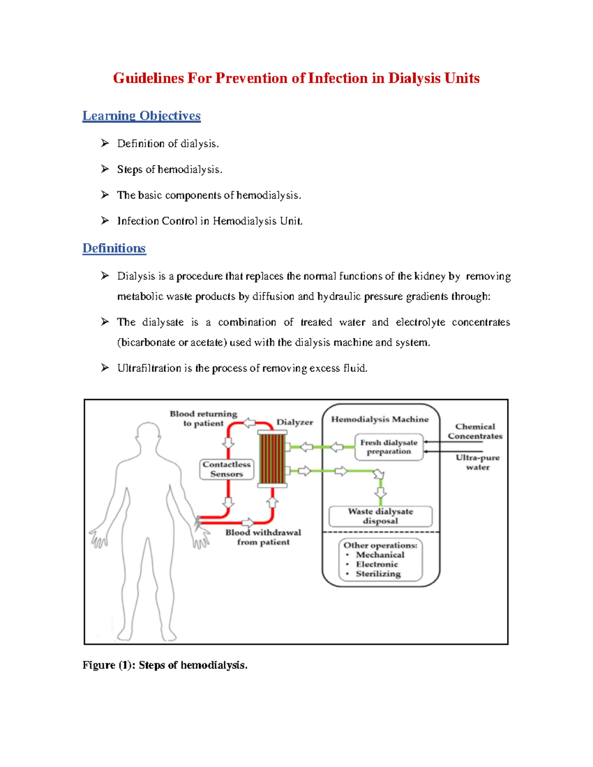 IC in dialysis unit microbiology Guidelines For Prevention of