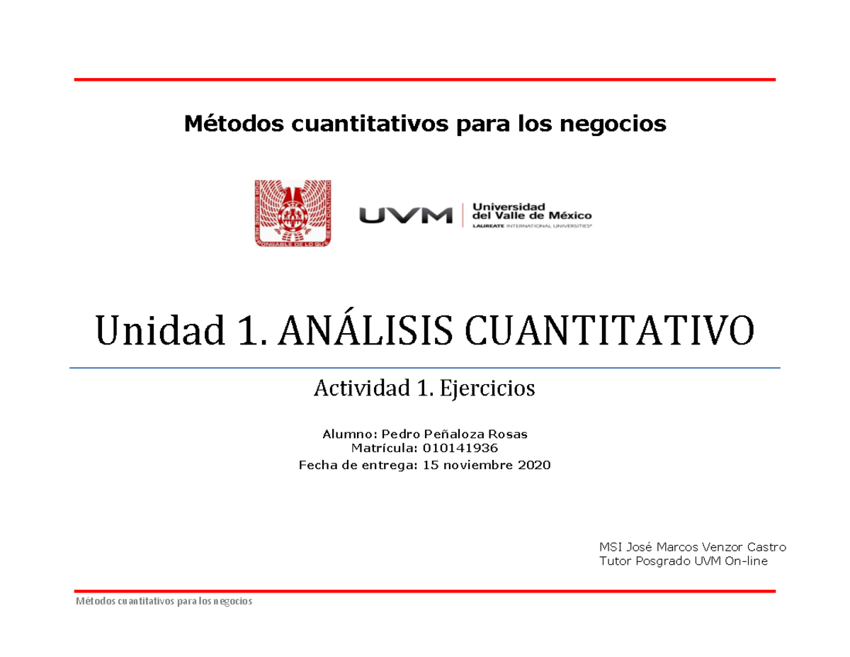 Análisis sobre Gobierno Corporativo UVM - Métodos cuantitativos para