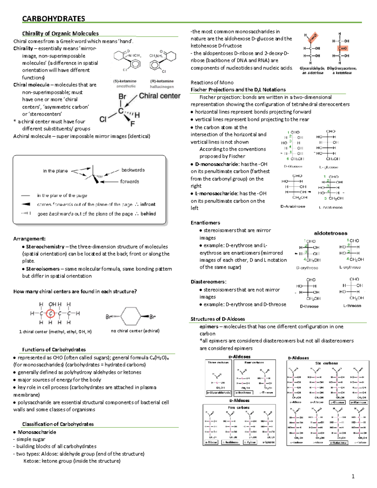 4-Carbohydrates - Biochemistry: Carbohydrates - CARBOHYDRATES Chirality ...