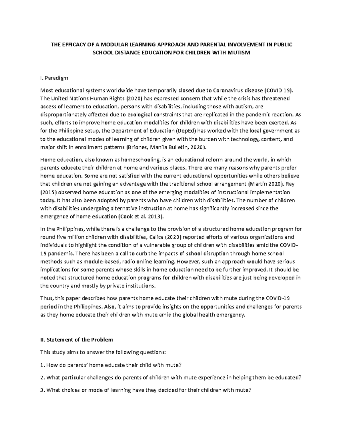 THE Efficacy OF A Modular Learning Approach AND Parental Involvement IN ...