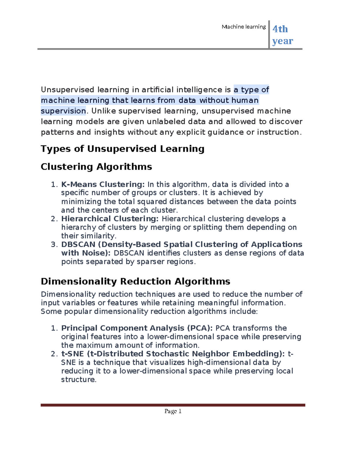 Gurre dsahbtrebnkkk6 machine learning 4 th year unsupervised