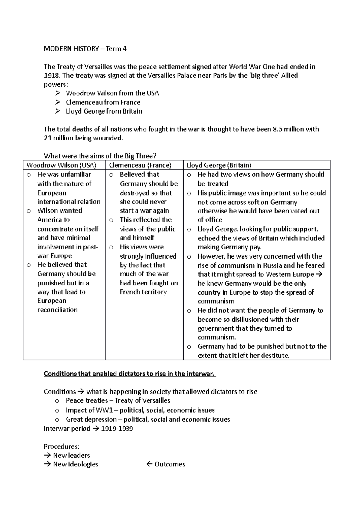 Power and Authority - NOTES - MODERN HISTORY – Term 4 The Treaty of ...