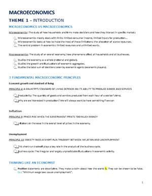 Seance 1 Macroeconomie Anglais - Macroeconomics Analysis – 1st Class ...