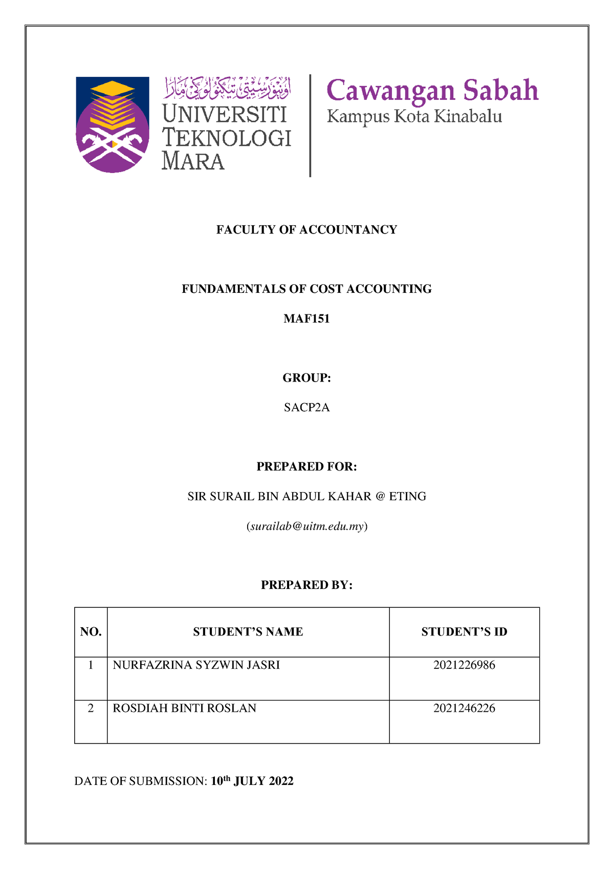 maf151 group assignment pdf