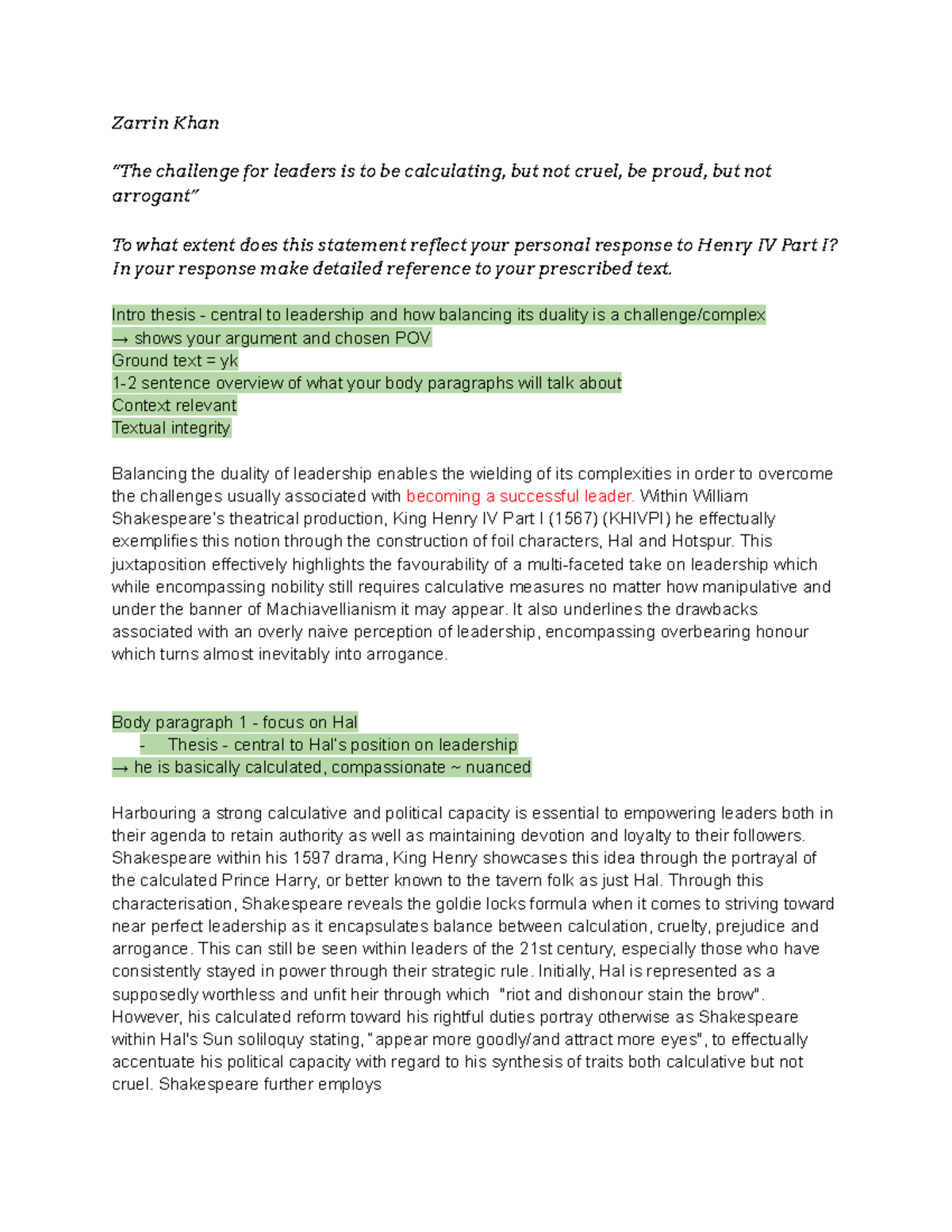 Mod B English Practice Essay HAHS 2022 - Studocu