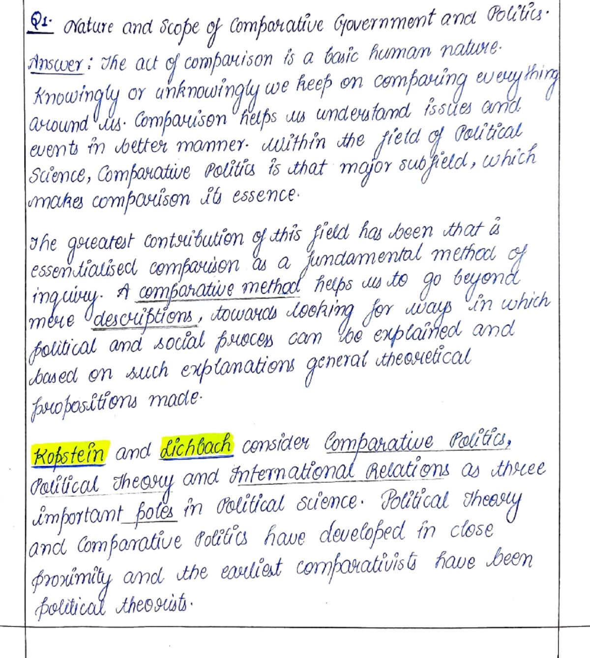 COMPARATIVE GOVERNMENT AND POLITICS ASSIGNMENT - q)i• Ofaiu and. scope ...