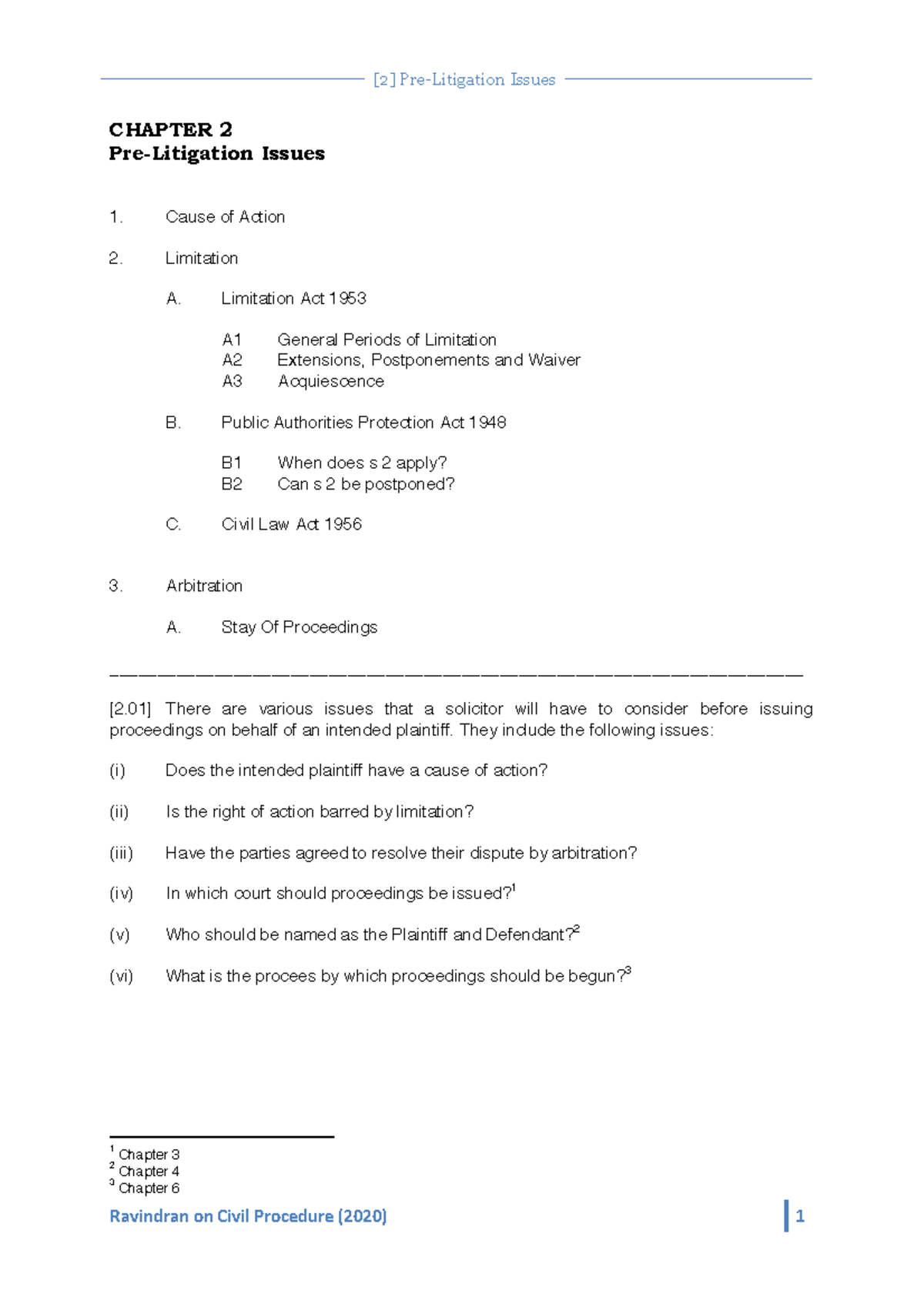 [Chap 2] Pre-Litigation Issues - CHAPTER 2 Pre-Litigation Issues Cause ...