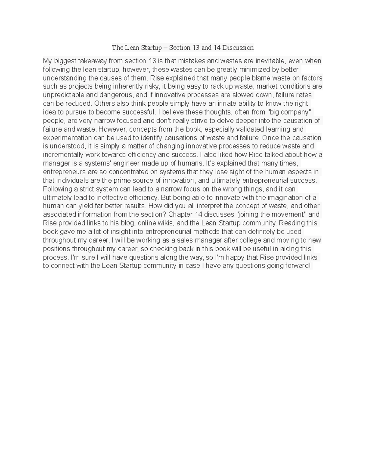 Section 13 and 14 Discussion - The Lean Startup – Section 13 and 14 ...