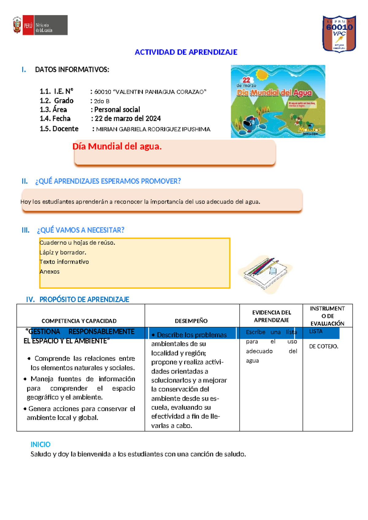 Actividad Dia Mundial Del Agua De Marzo Actividad De Aprendizaje I Datos Studocu