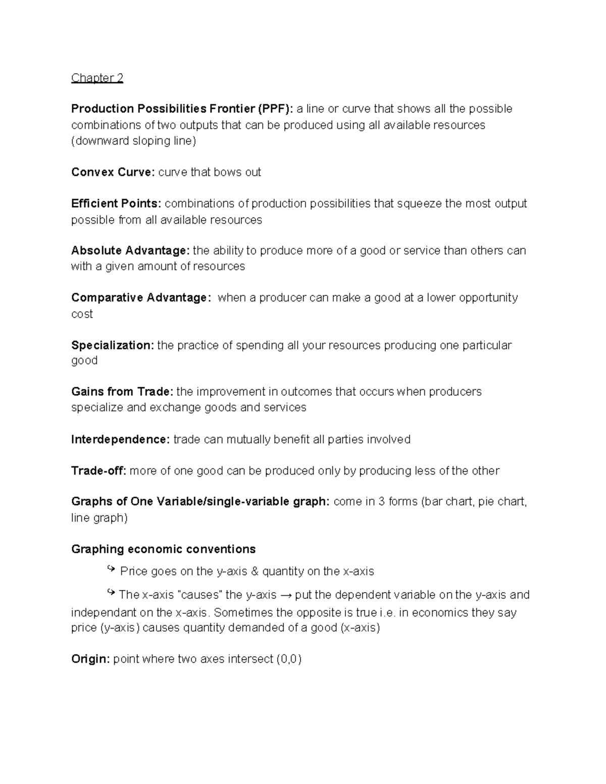 Chapter 2 - Chapter 2 Production Possibilities Frontier (PPF): a line ...