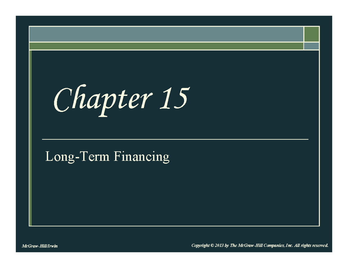 Chapter 15 - Ppt Slides - McGraw-Hill/Irwin Copyright © 2013 By The ...