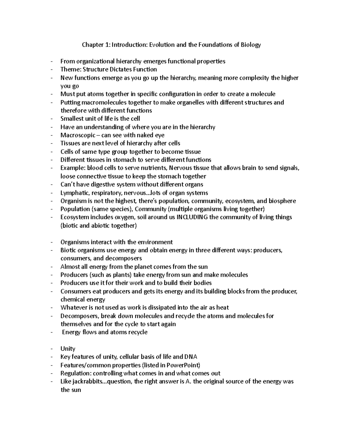 Week 1 Lecture Notes - Professor Karen Kabnick Drexel University: BIO ...