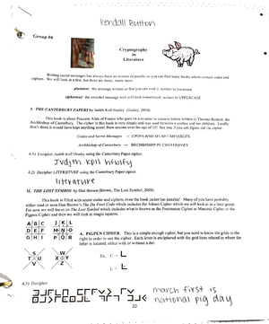The Basic Themes - 1) Cryptography Study of changing a message to be ...
