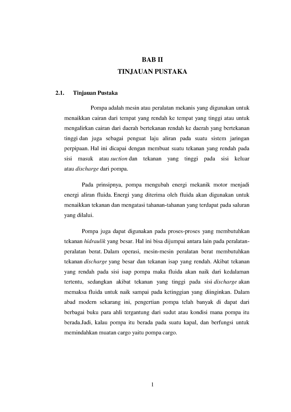 BAB II - Bab 2 - 1 BAB II TINJAUAN PUSTAKA Tinjauan Pustaka Pompa ...