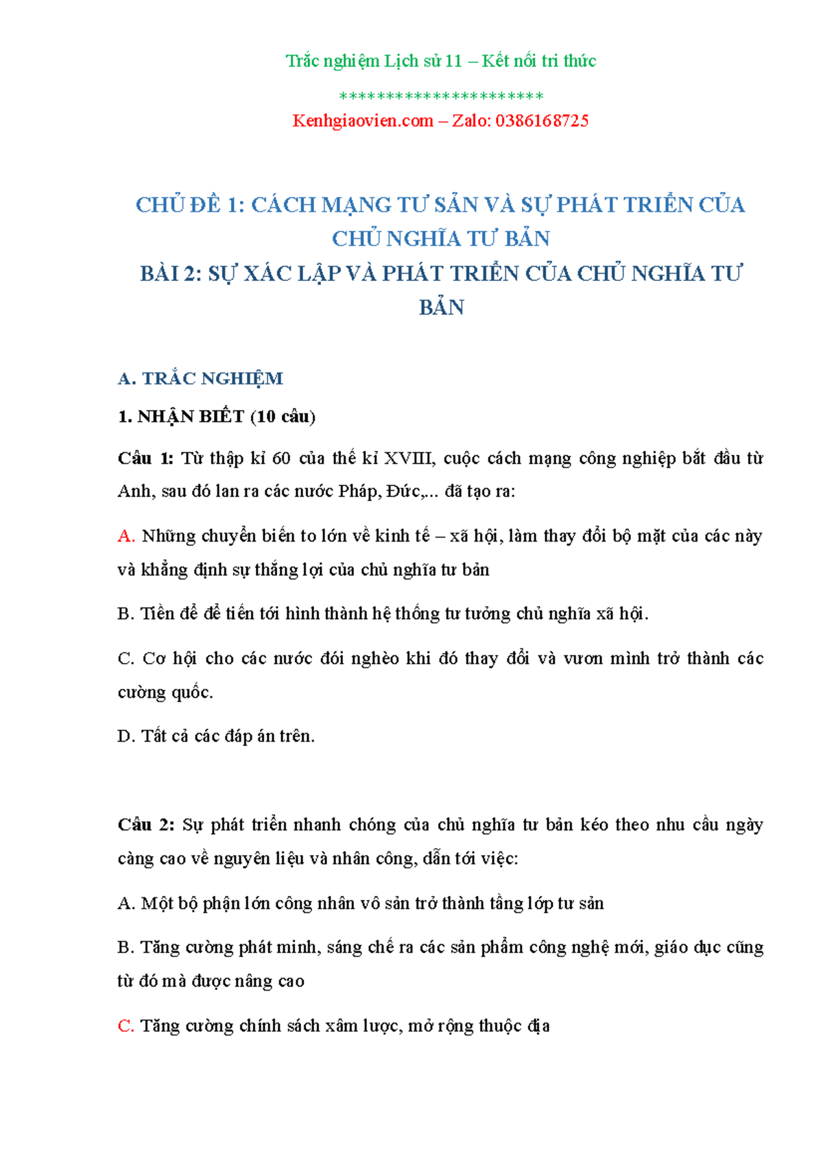Chu de 1 bai 2 su xac lap va phat trien cua chu nghia tu ban