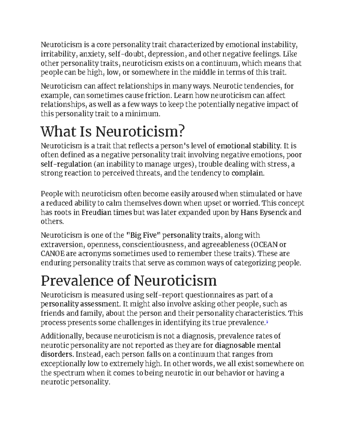 Neurotic Personality Notes - Neuroticism is a core personality trait ...