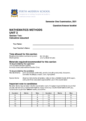 2010 Trial WACE 3CD MAS - ####### 2010 ####### Semester II Examination ...