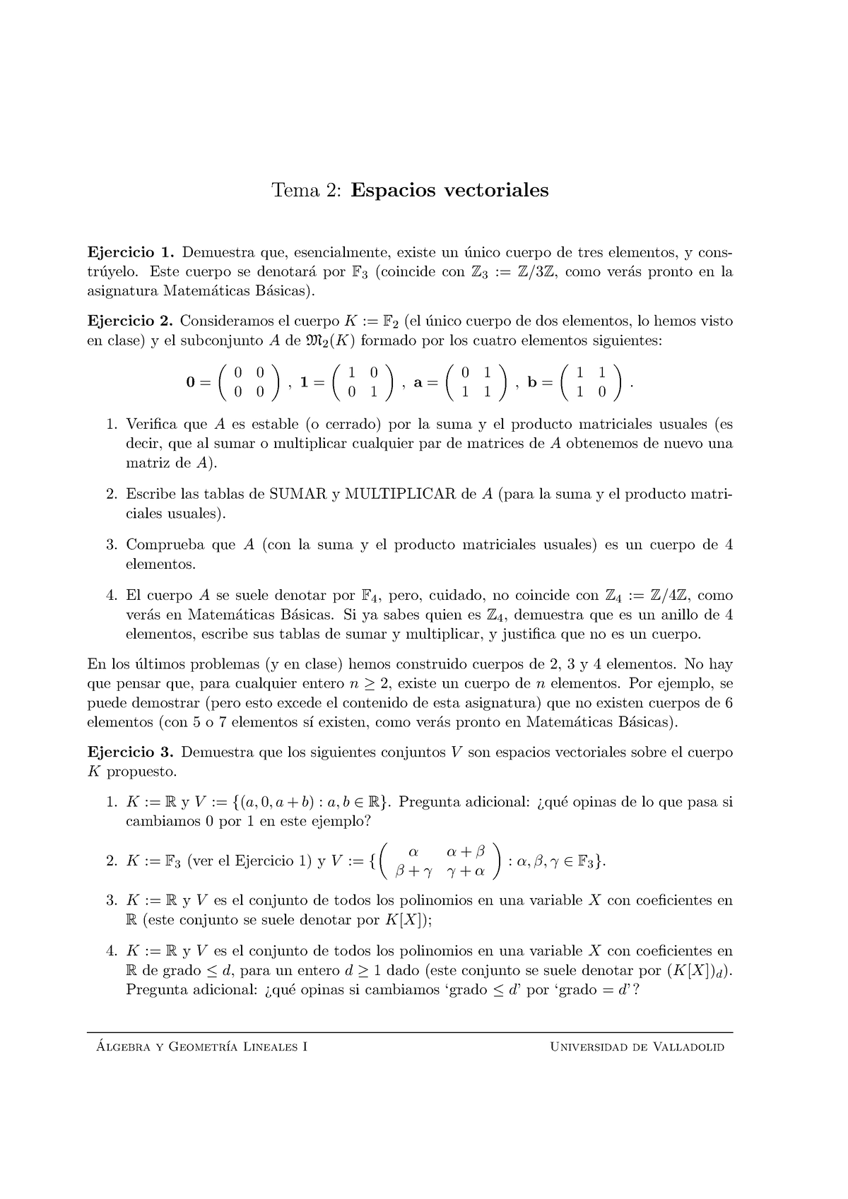 Hoja5 - Ejercicios Propuestos Para La Práctica Sobre Espacios ...