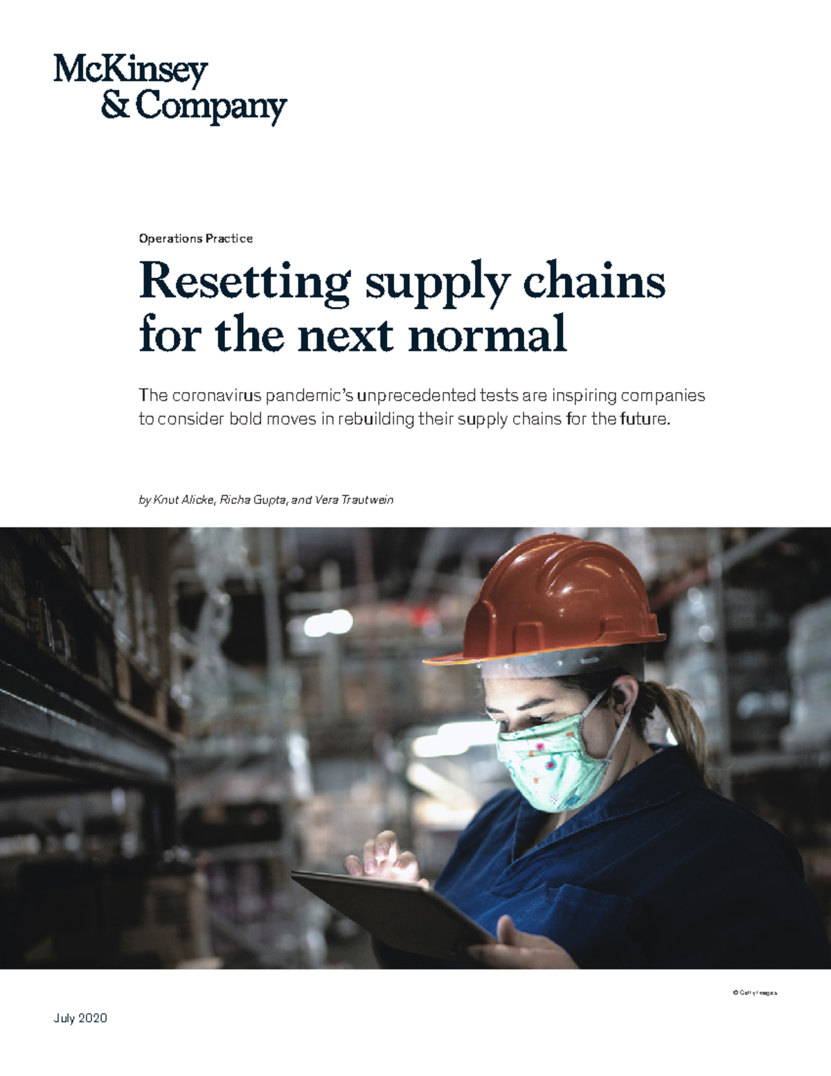 Resetting supply chains for the next normal Operations Practice