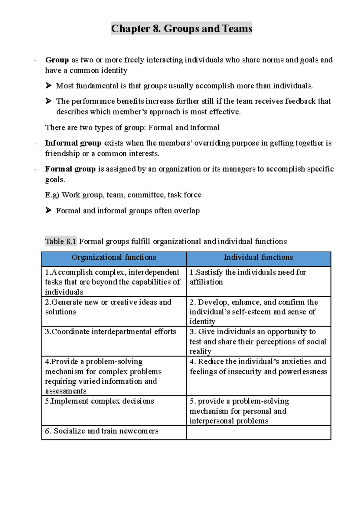 Organizational Behavior Chapter 8 - Chapter 8. Groups And Teams - Group ...