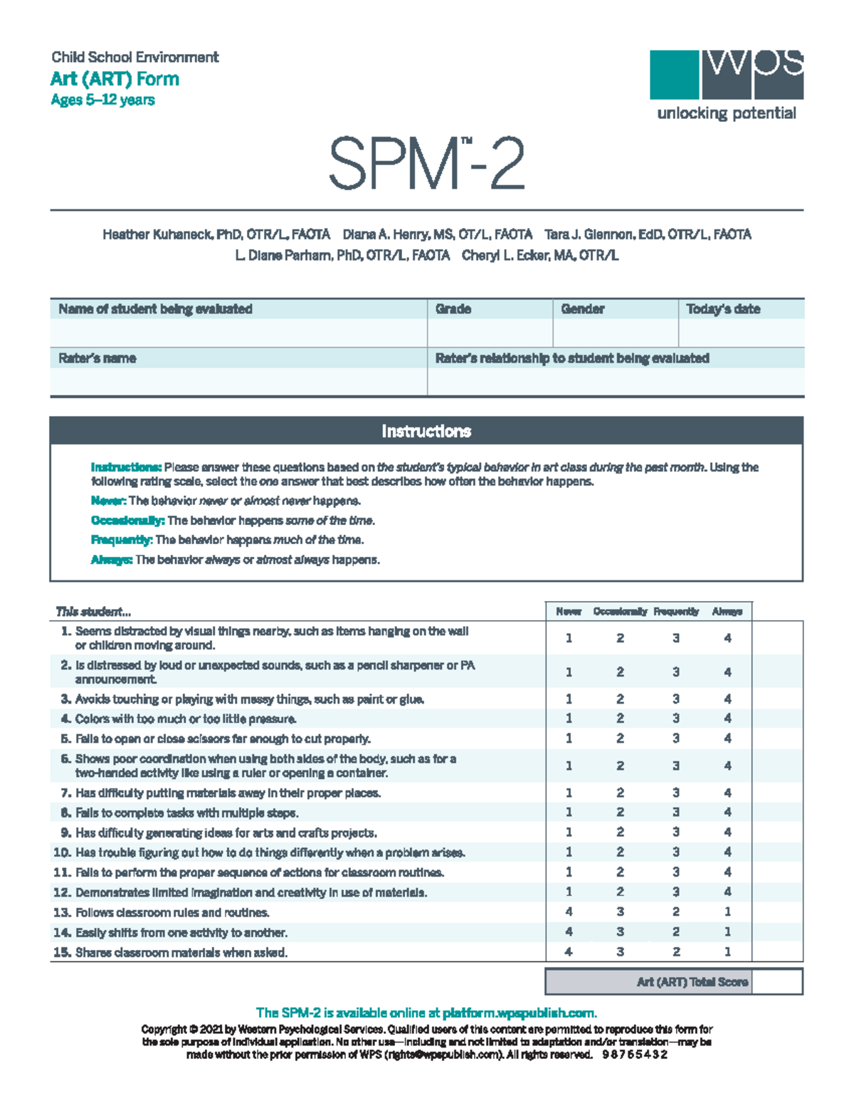 Spm 2 5 A 12 AÑOS- Formularios Ambientales Escolares - Psicología de la ...
