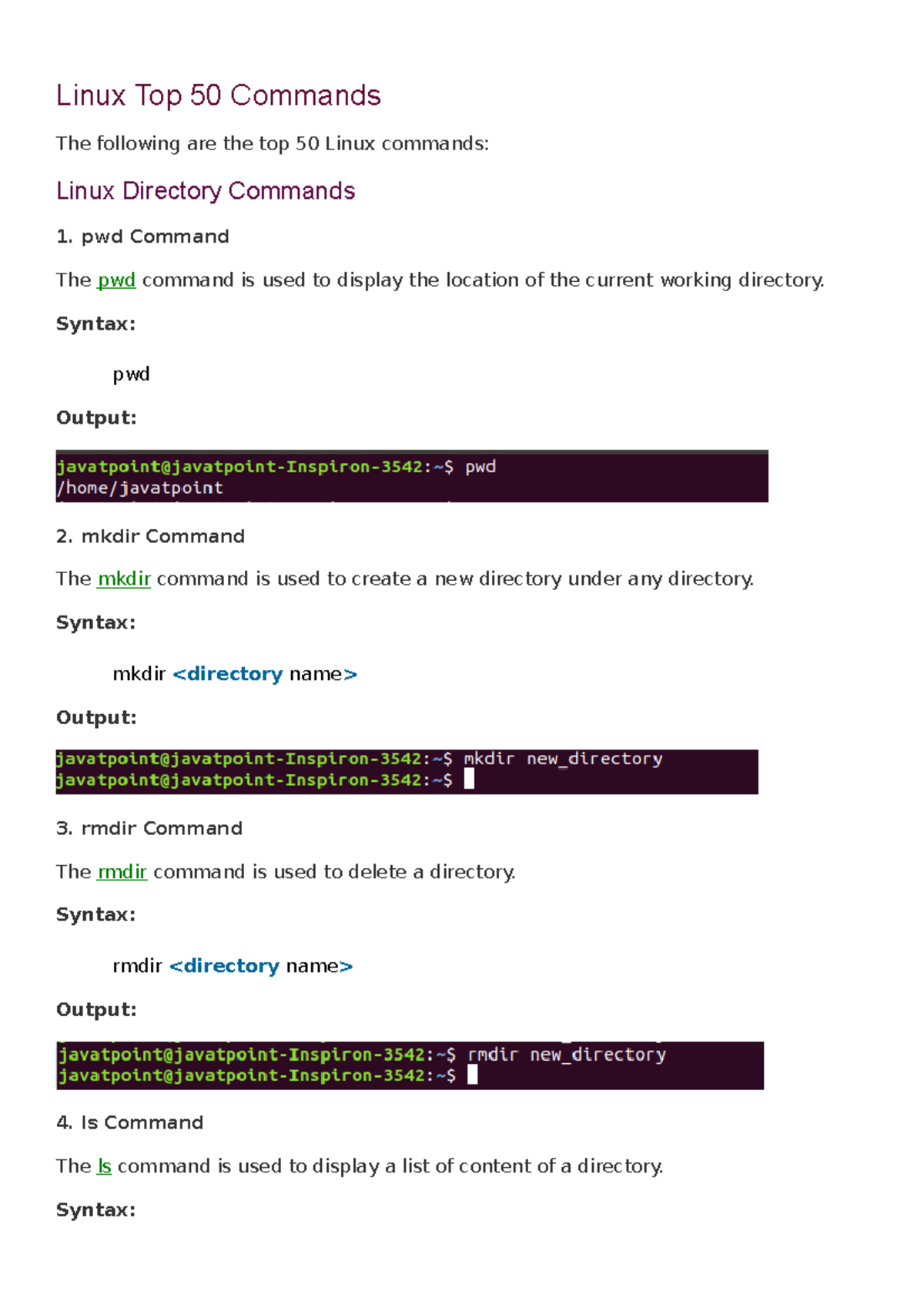 Linux Top 50 Commands Linux Top 50 Commands The following are the top