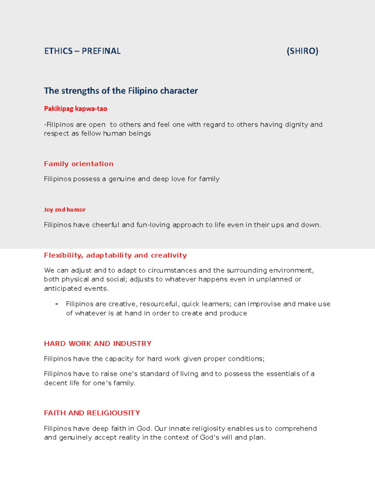 Ethics-PRE- Final - ethics - ETHICS – PREFINAL (SHIRO) The strengths of ...