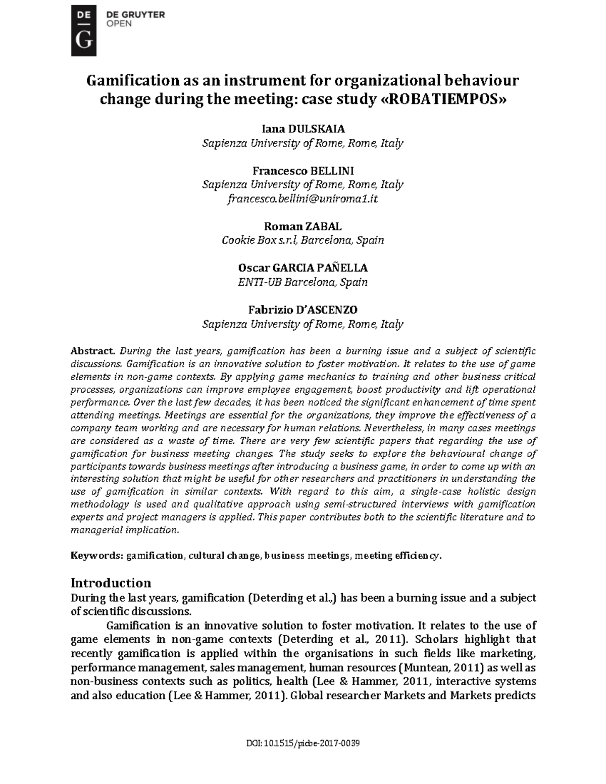 Gamification and behavior change - DOI: 10/picbe-2017- Gamification as ...