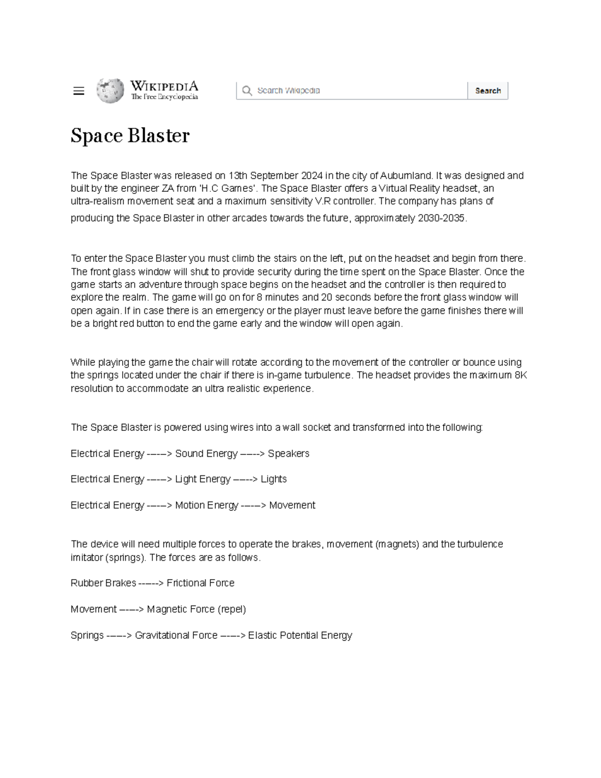 Wikipedia Science Ride - Space Blaster The Space Blaster was released ...