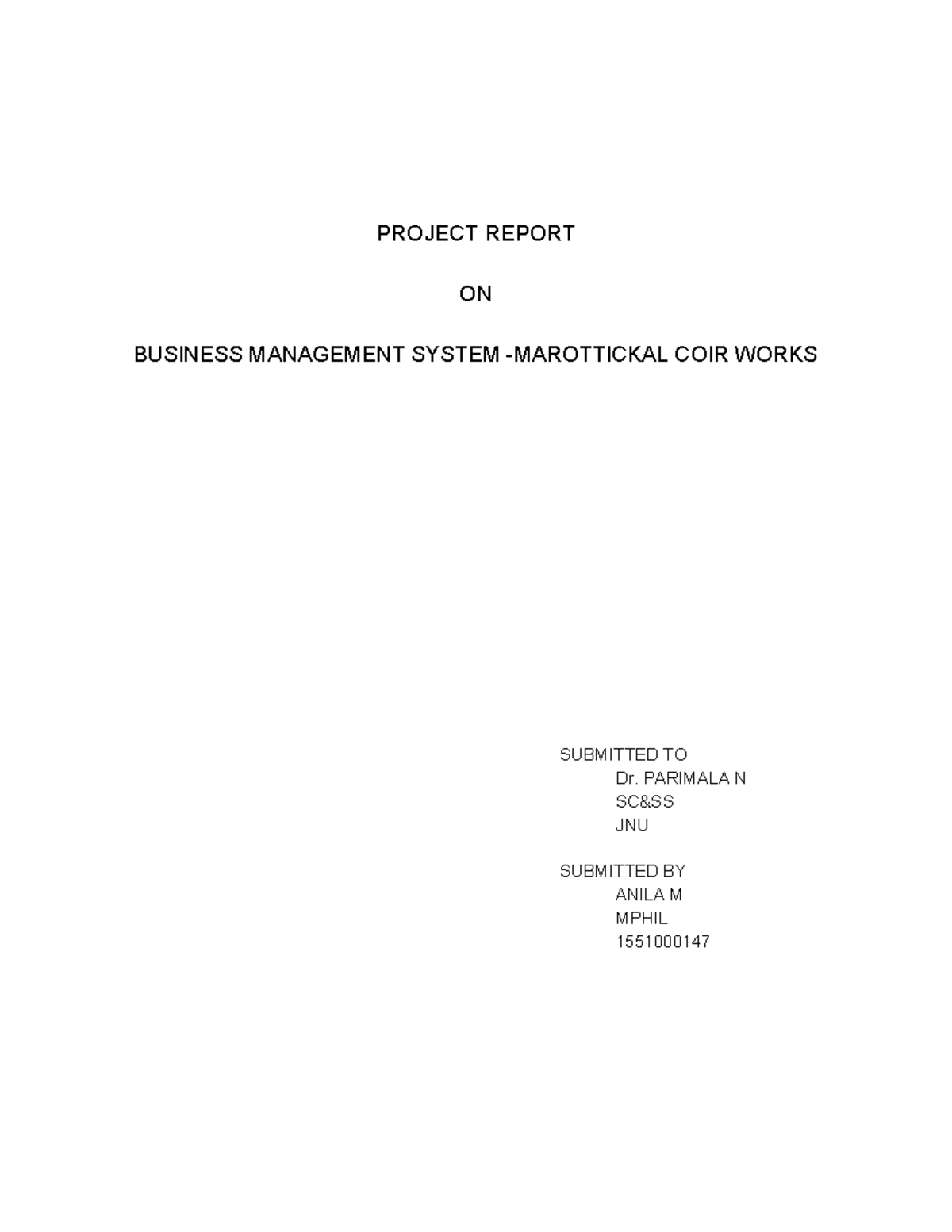 Project data base design - PROJECT REPORT ON BUSINESS MANAGEMENT SYSTEM ...