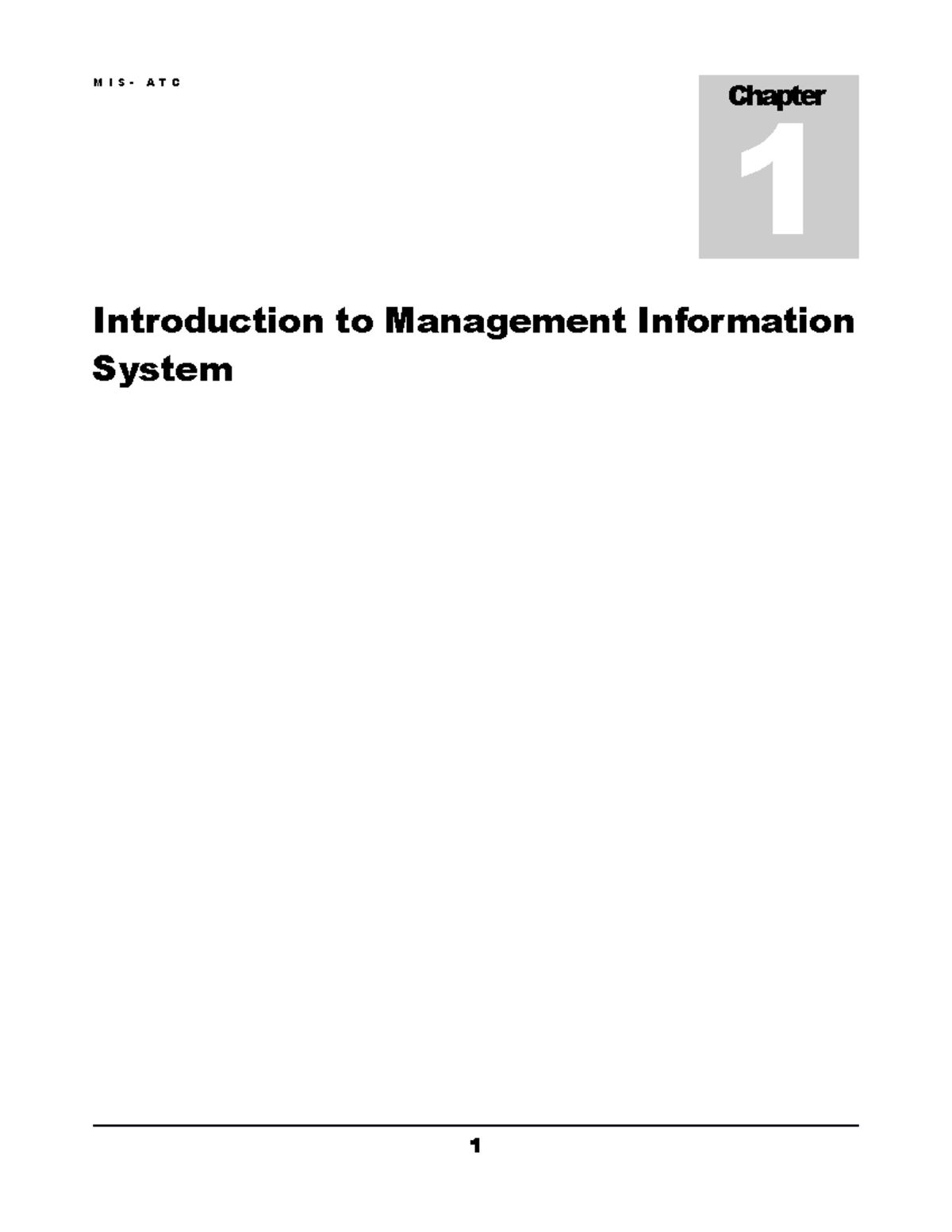 Chapter 1- Introduction To MIS - Introduction to Management Information ...