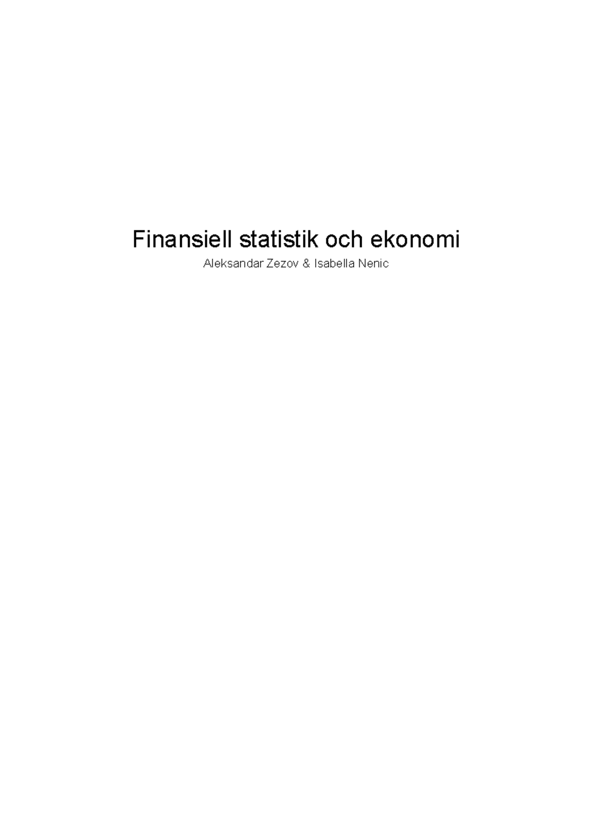 Inlämning Finansiell Statistik - Finansiell Statistik Och Ekonomi ...