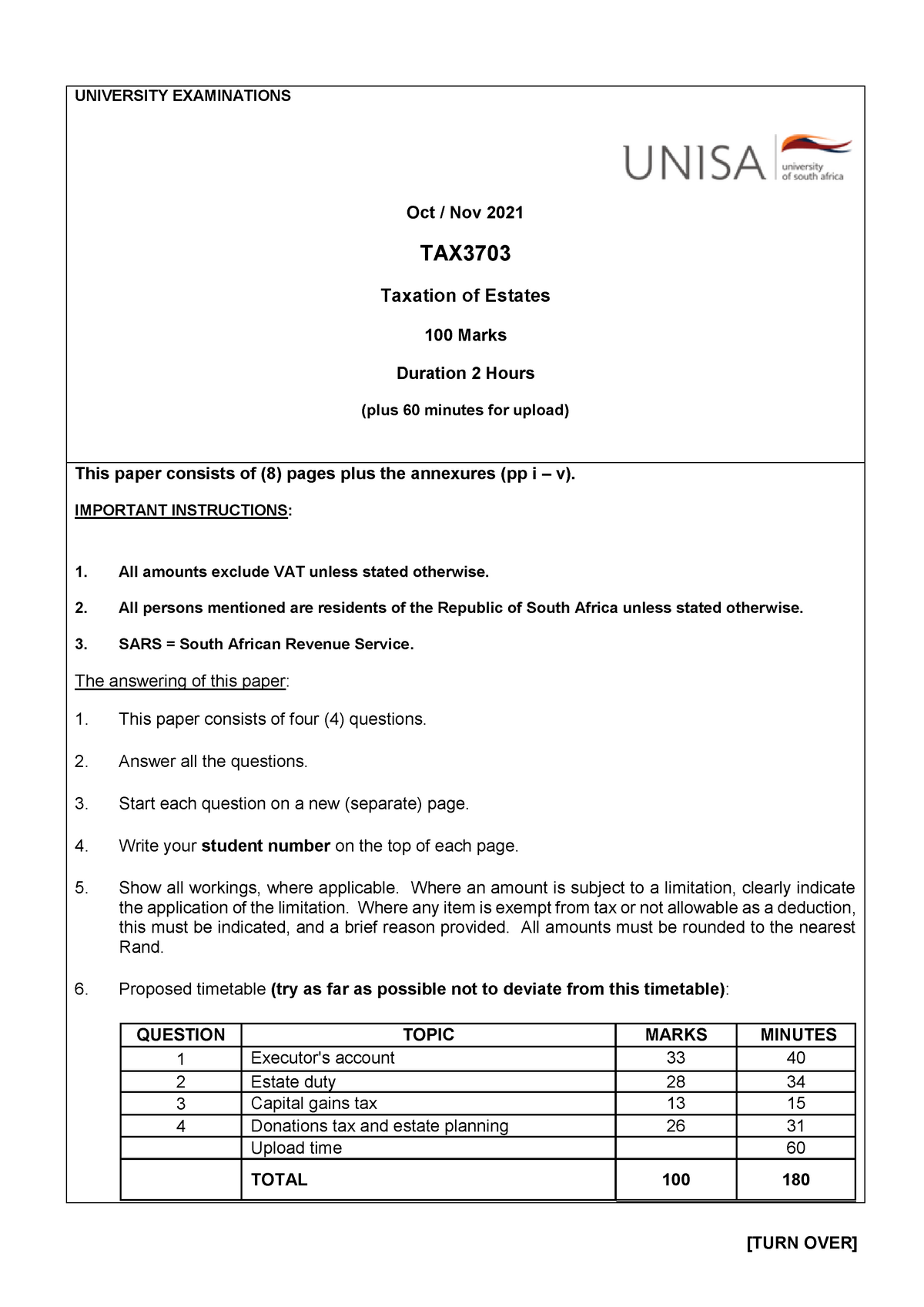 TAX3703 Exam - Tax exam paper - TAX3703 - Unisa - Studocu