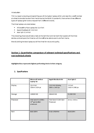 Assignment 3 - SCHOOL OF ENGINEERING ENS1161 COMPUTER FUNDAMENTALS ...