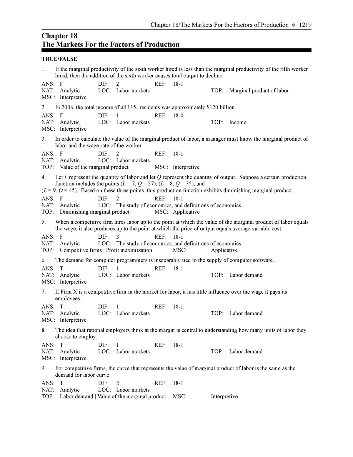 Chapter 18 Principles Of Economics Chapter 18the Markets For The