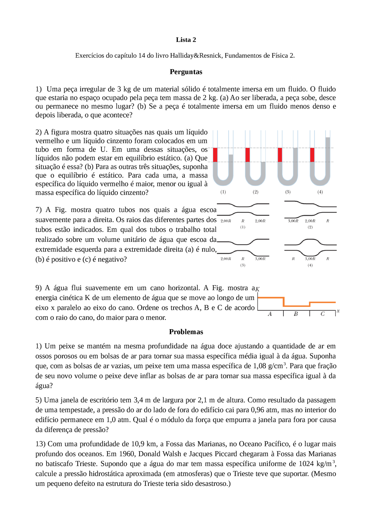 Lista 2 - Fisica - Lista 2 Exercícios Do Capítulo 14 Do Livro Halliday ...