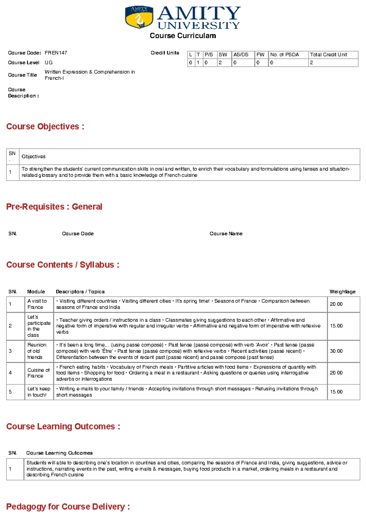Course Curriculum - Excellent - Course Objectives : Pre-Requisites ...