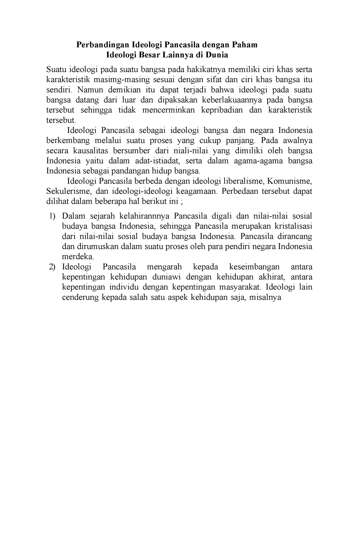 Perbandingan Ideologi Pancasila Dengan Paham Ideologi Besar Lainnya Di ...