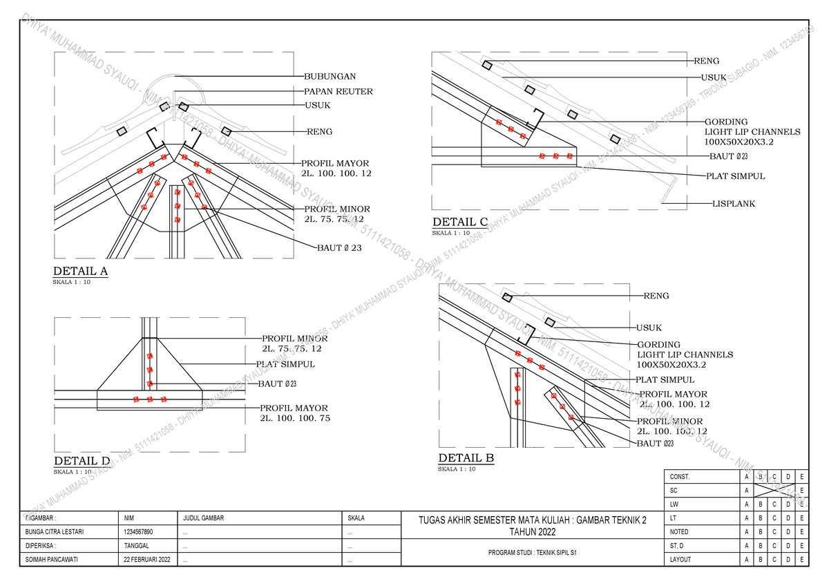 Denah Denah UQI FIX- Detail Buhul Truss - BUBUNGAN PAPAN REUTER USUK ...