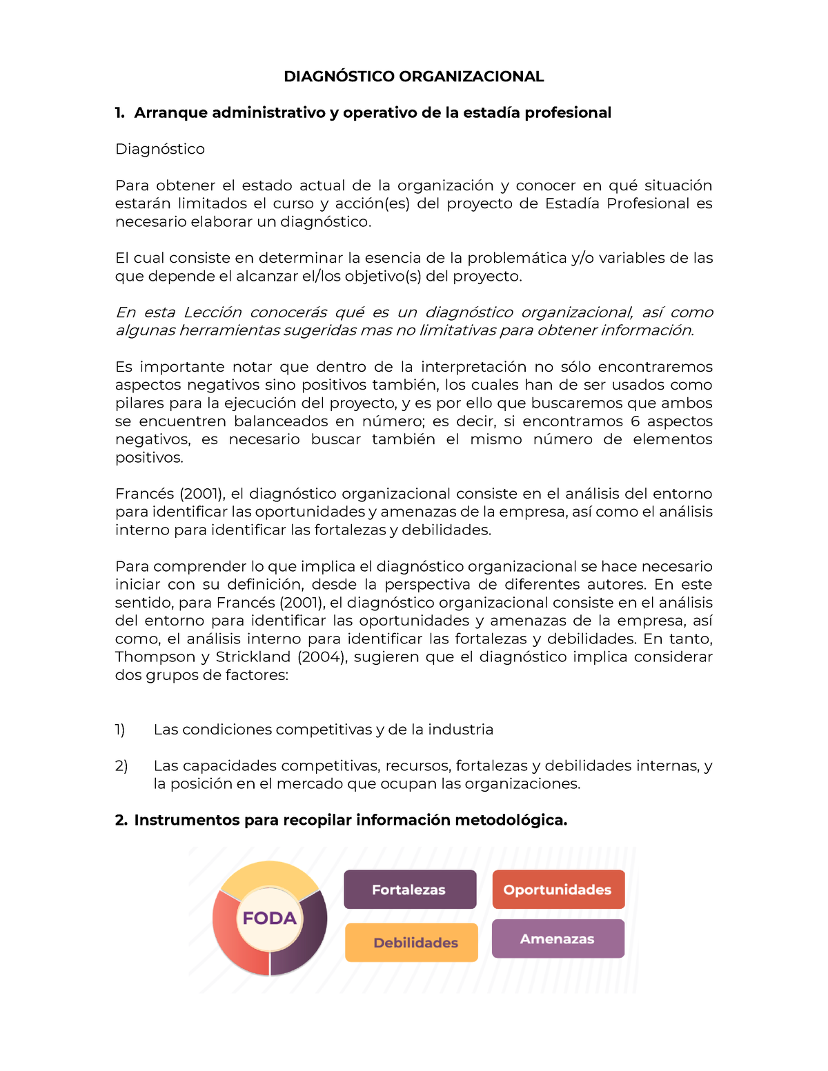 L4. Diagnóstigo Organizacional - DIAGNÓSTICO ORGANIZACIONAL Arranque ...